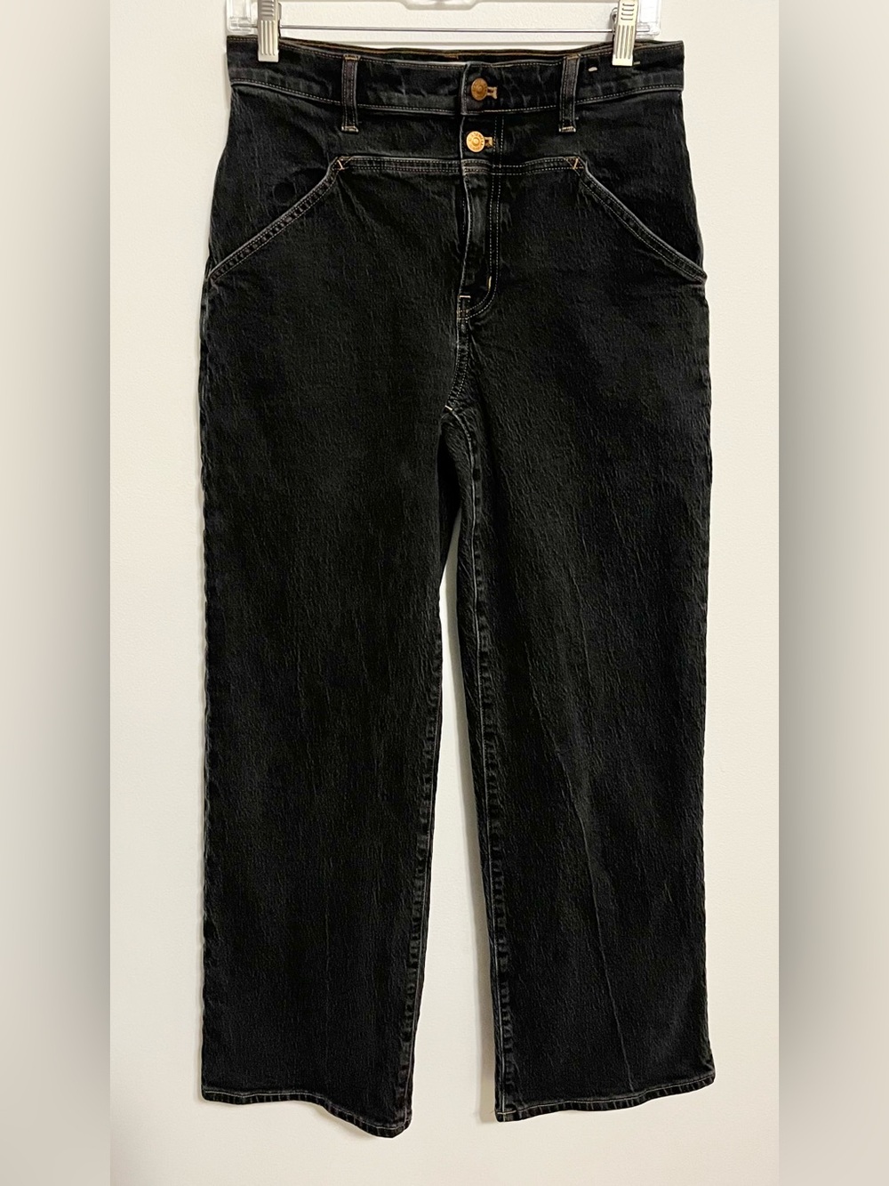Madewell The Perfect Vintage Wide Leg Jeans in Black. Like New! Size 28